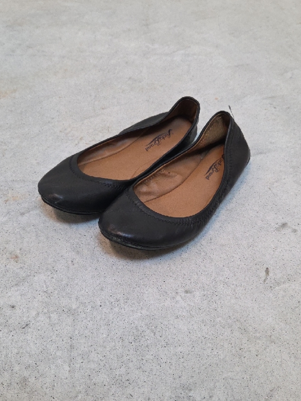 Lucky Brand Black Leather Slip-On Ballet Flats 7.5